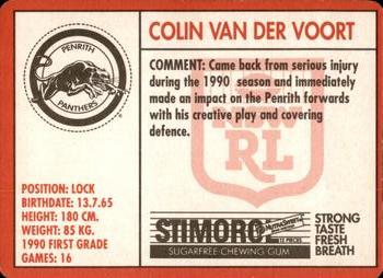 1991 Stimorol NRL #32 Colin Van Der Voort Back